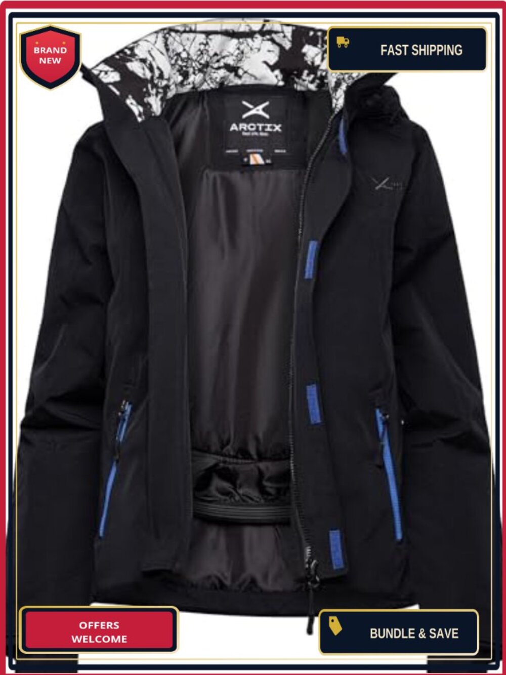 Insulated Waterproof Sealed Seam Ski Snowboard Jacket with Powder Skirt